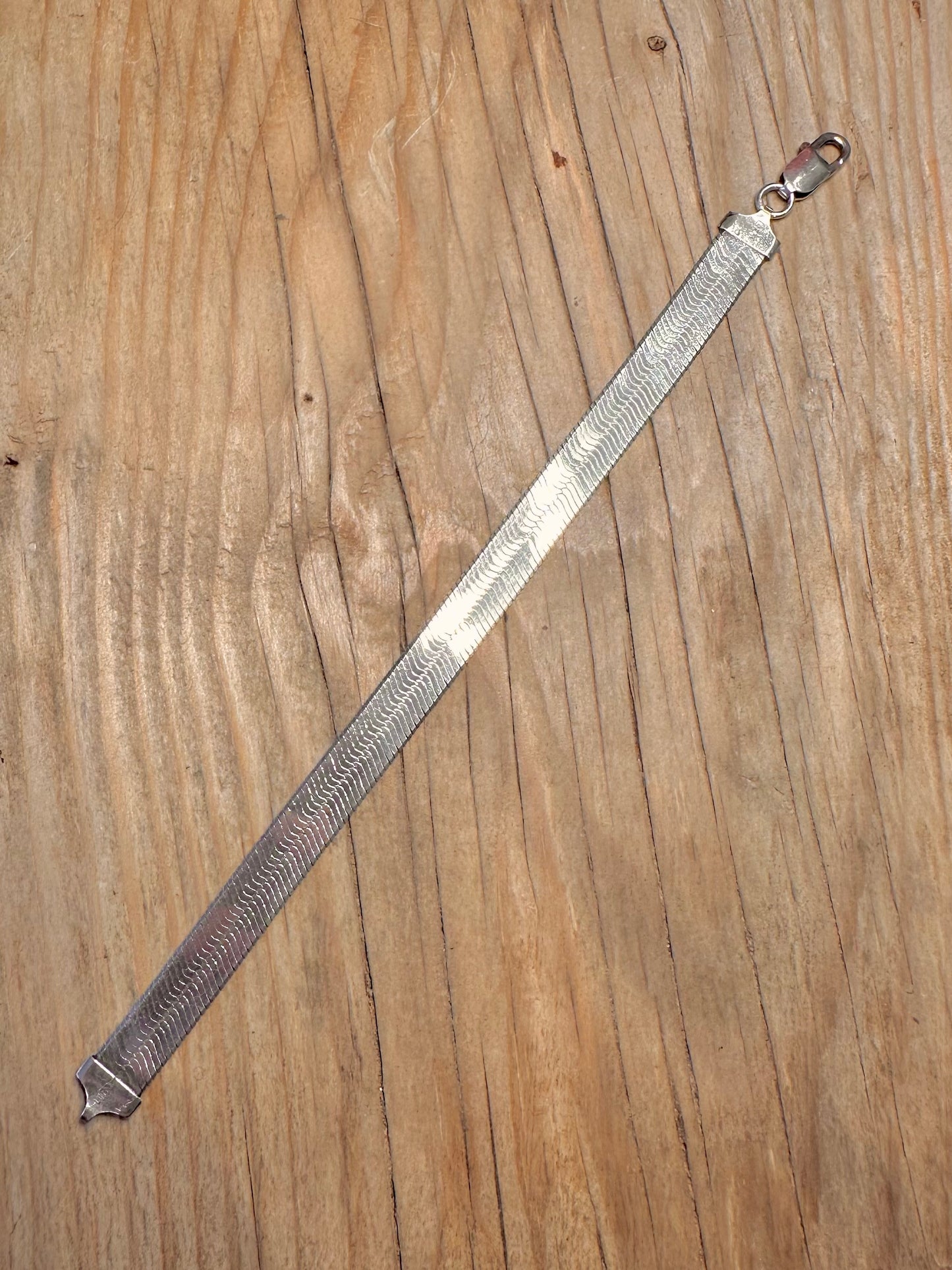 Modernist Herringbone Italy 925 Sterling Silver 8 inch Bracelet