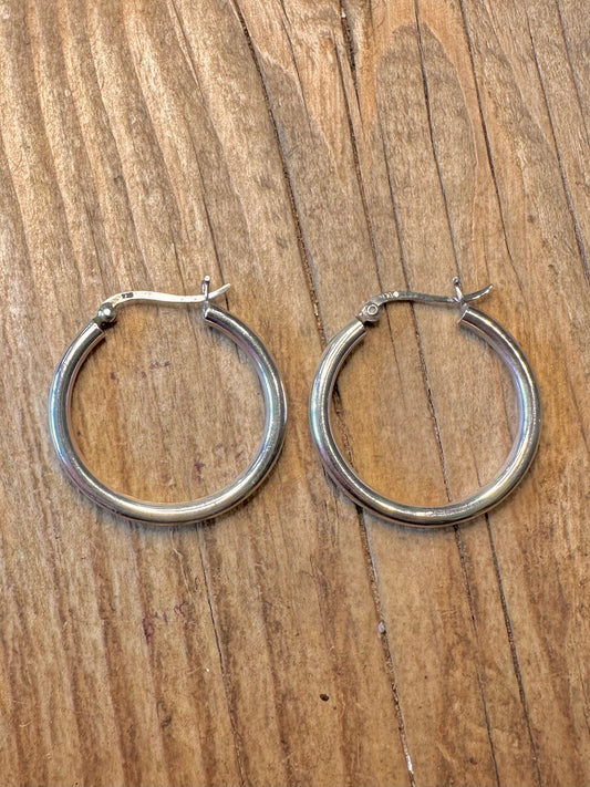 Rounded Hoops 925 Sterling Silver Earrings