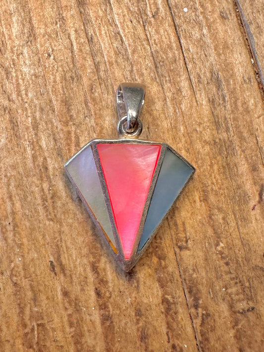 Triangle Coloured Mother of Pearl 925 Sterling Silver Pendant