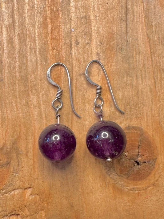 Amethyst Ball 925 Sterling Silver Earrings