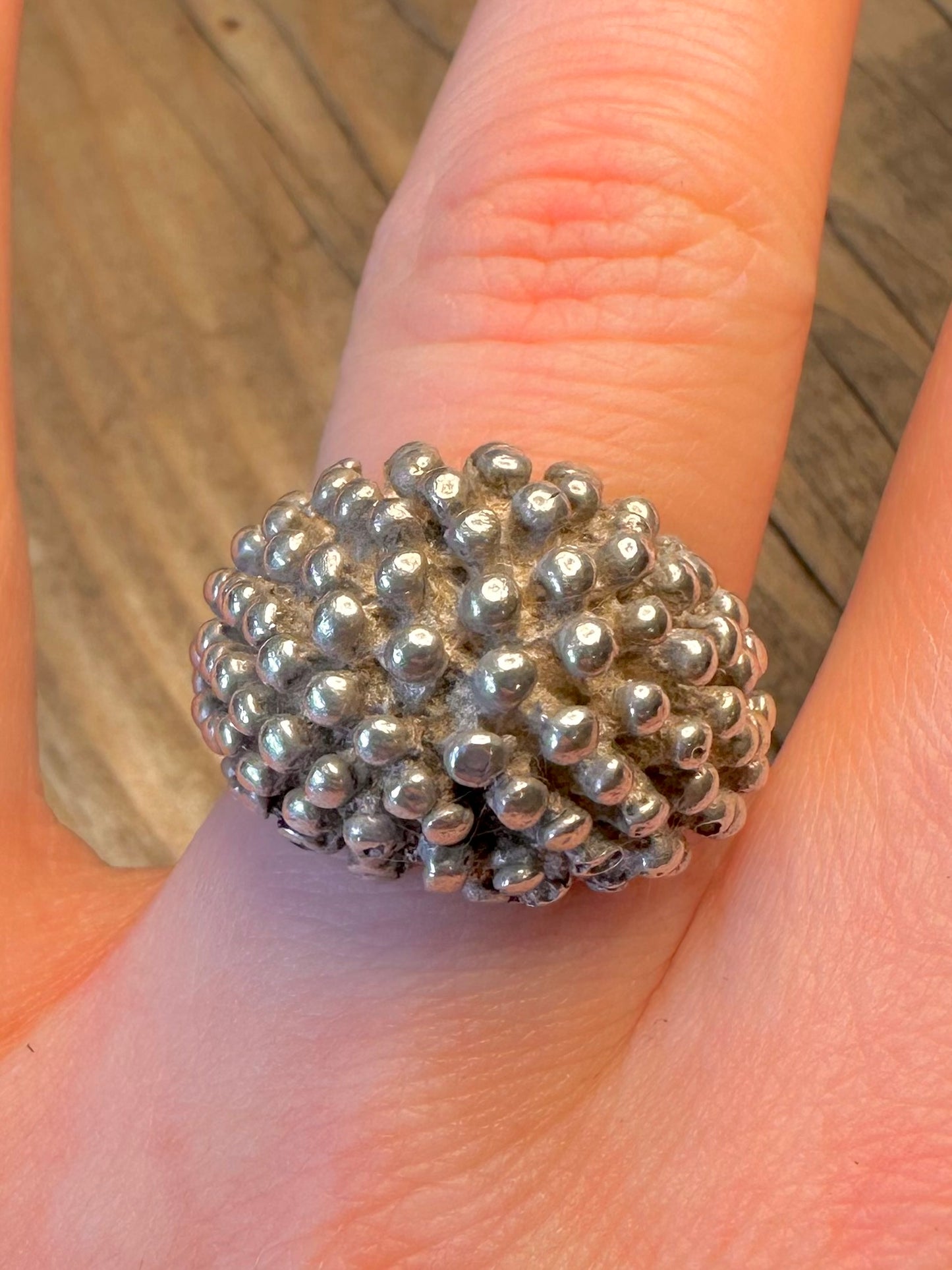Abstract Bubble Dome 925 Sterling Silver Size O1/2 Ring