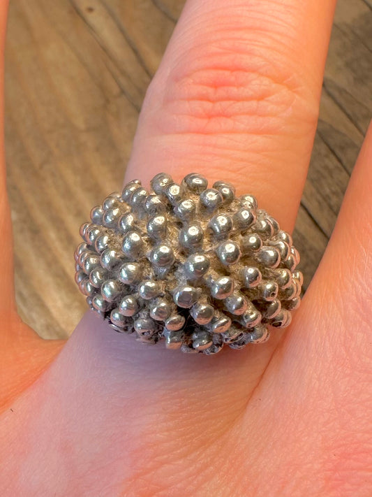 Abstract Bubble Dome 925 Sterling Silver Size O1/2 Ring