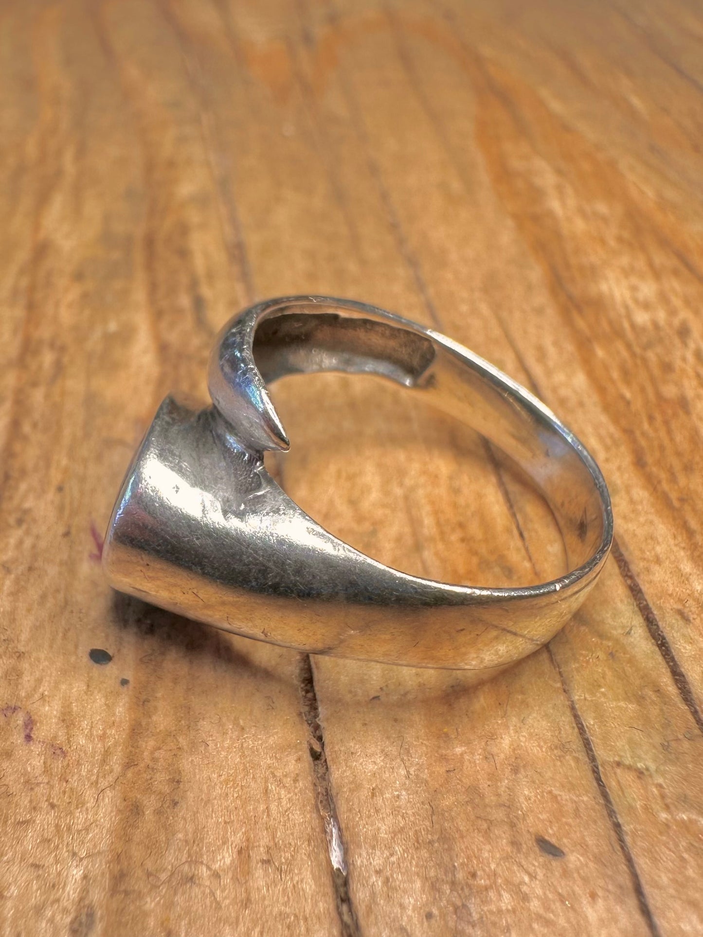 Abstract Azurite Malachite Overlapping 925 Sterling Silver Size N Ring