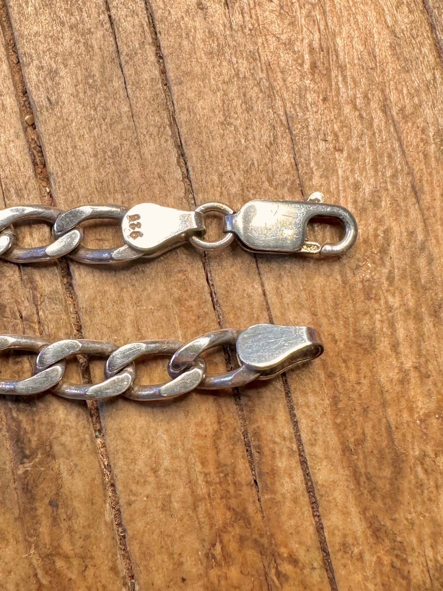 Long Curb Chain Link 925 Sterling Silver 7.5 inch Bracelet