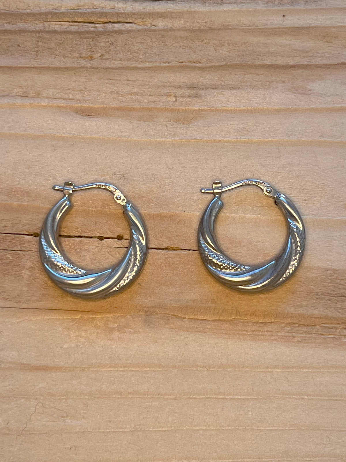 Chunky Twisted Textured Hoops 925 Italy Sterling Silver Earrings