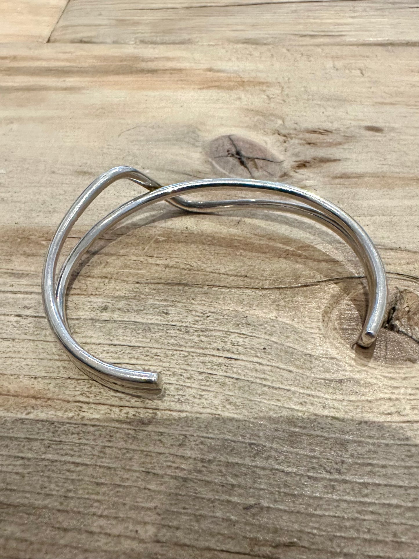 Abstract Swirl Twist 925 Silver Cuff Bangle