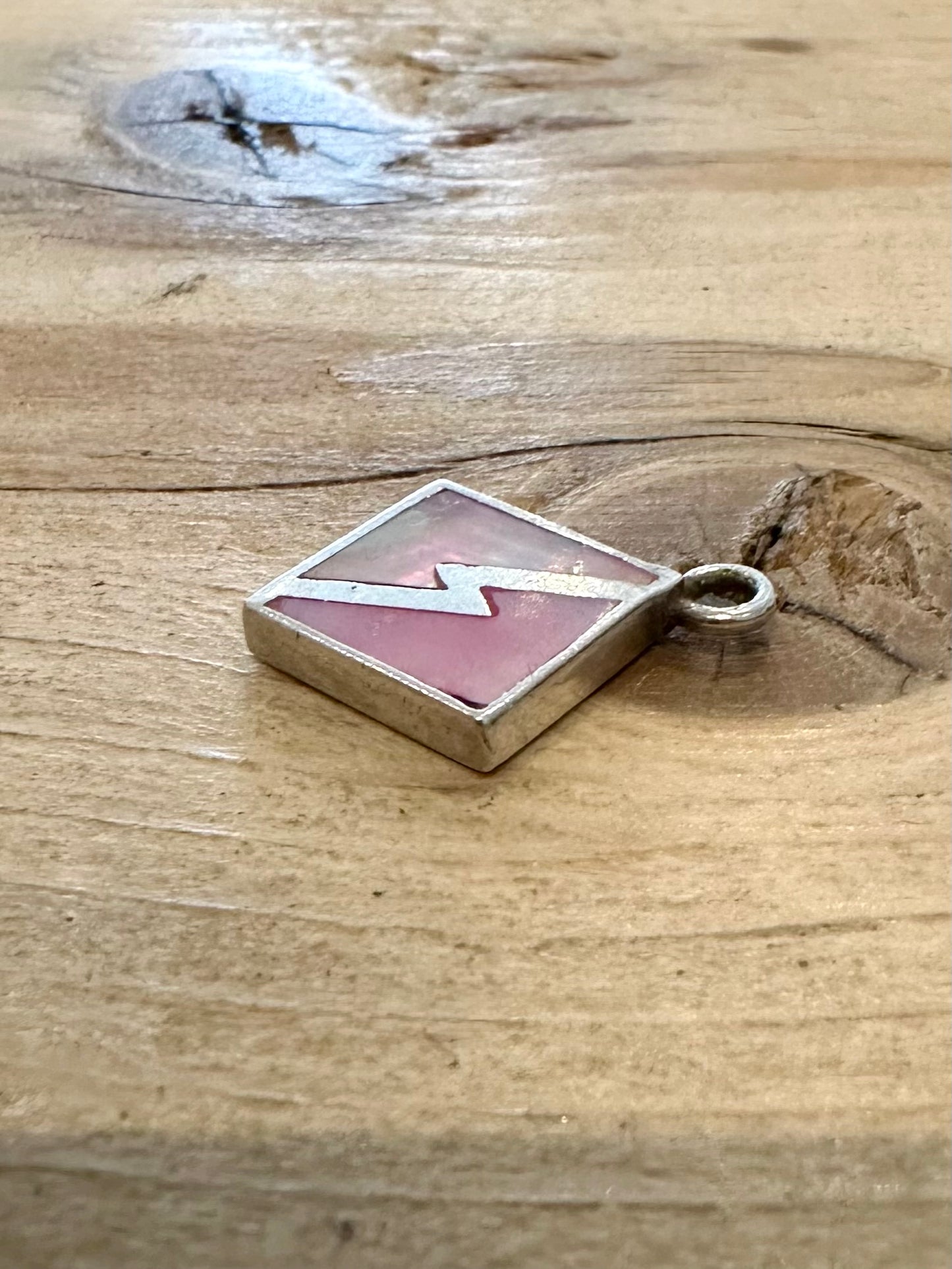 Abstract Pink Mother of Pearl 925 Silver Pendant