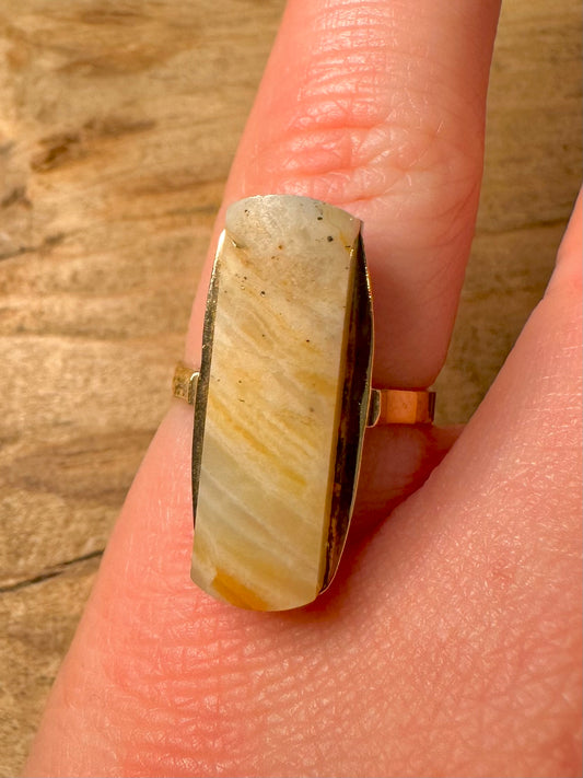 Vintage Rare 21ct Gold Soviet Agate 875 Size M Ring