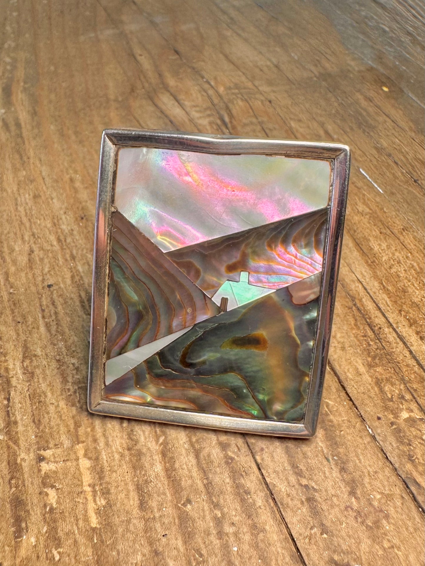Abalone Scene Picture Frame Sterling Silver Front Collectable