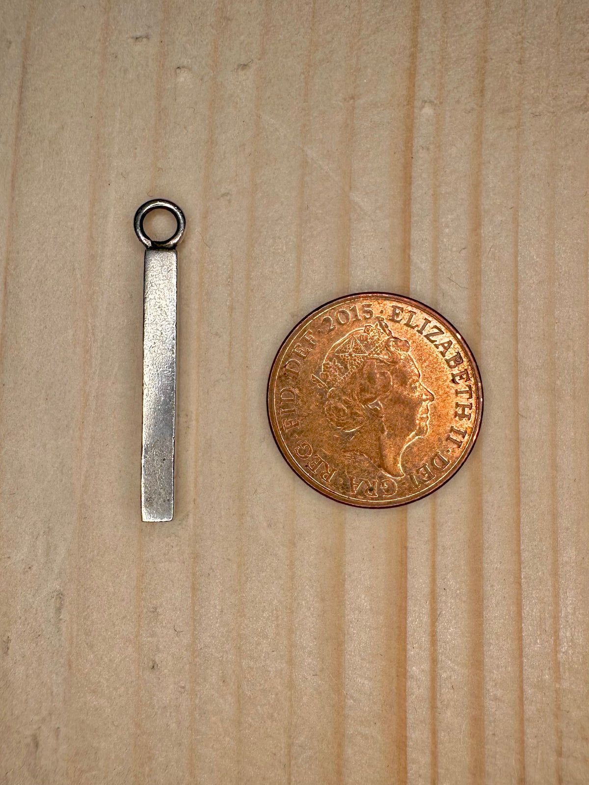 Thin Bar 1977 Maker RL Hallmarked 925 Sterling Silver Pendant