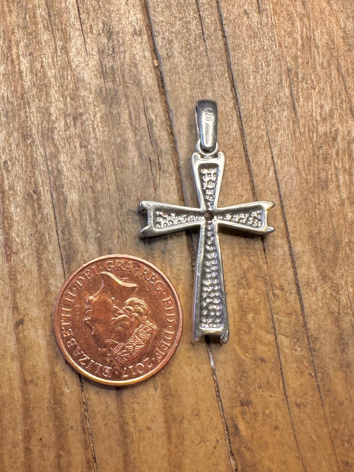 Opal and White Stone Cross 925 Sterling Silver Pendant