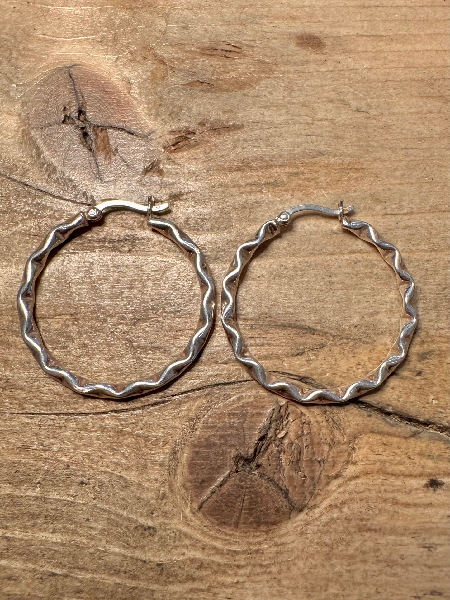Vintage Twisted Hoops 925 Silver Earrings