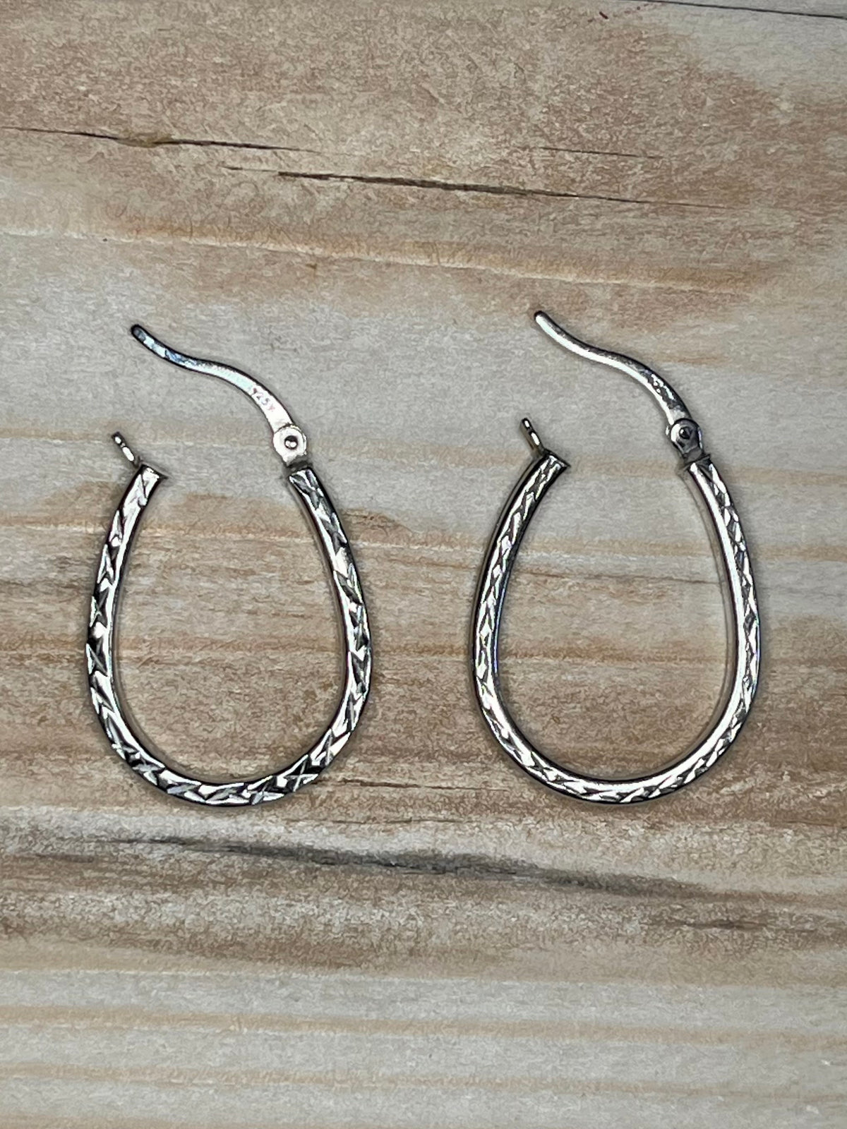 Textured Horse Shoe 925 Sterling Silver Hoop Earrings