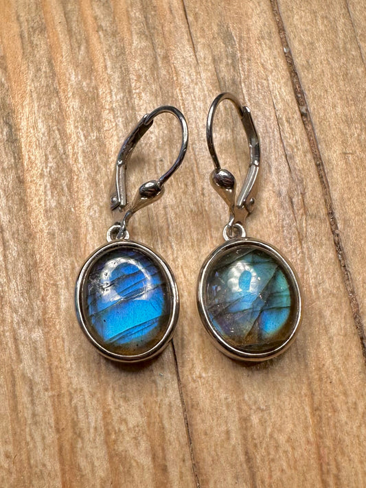 Vintage Labradorite 925 Sterling Silver Earrings