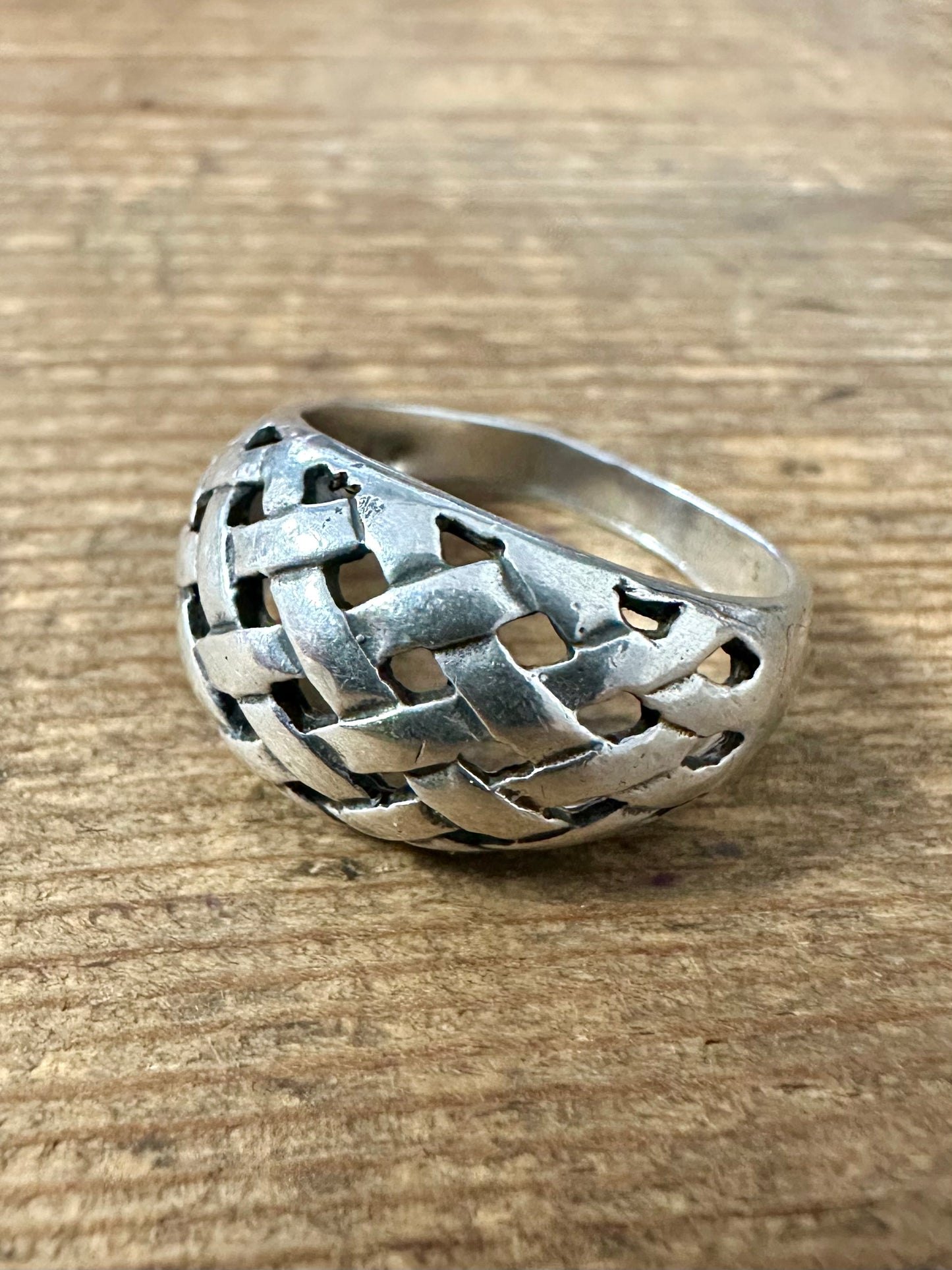 Vintage Basket Weave 925 Silver Size O Ring