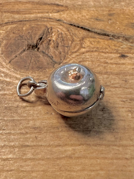Vintage Apple Articulated Worms inside 925 Silver Charm Pendant