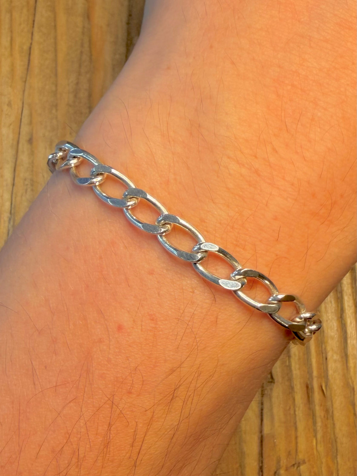 Long Curb Chain Link 835 Silver 7.25 inch Bracelet