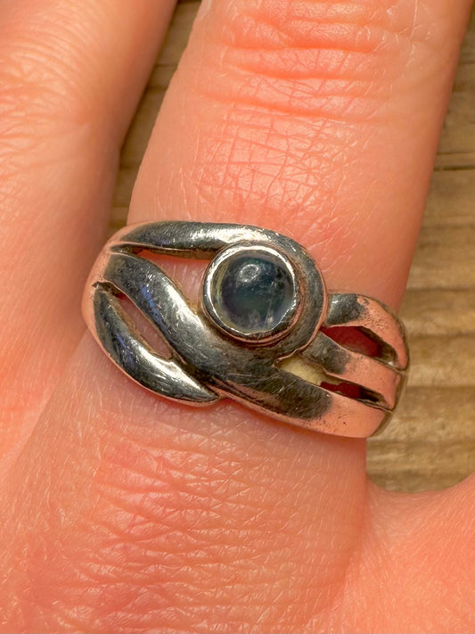 Abstract Blue Stone 925 Sterling Silver Size V Ring