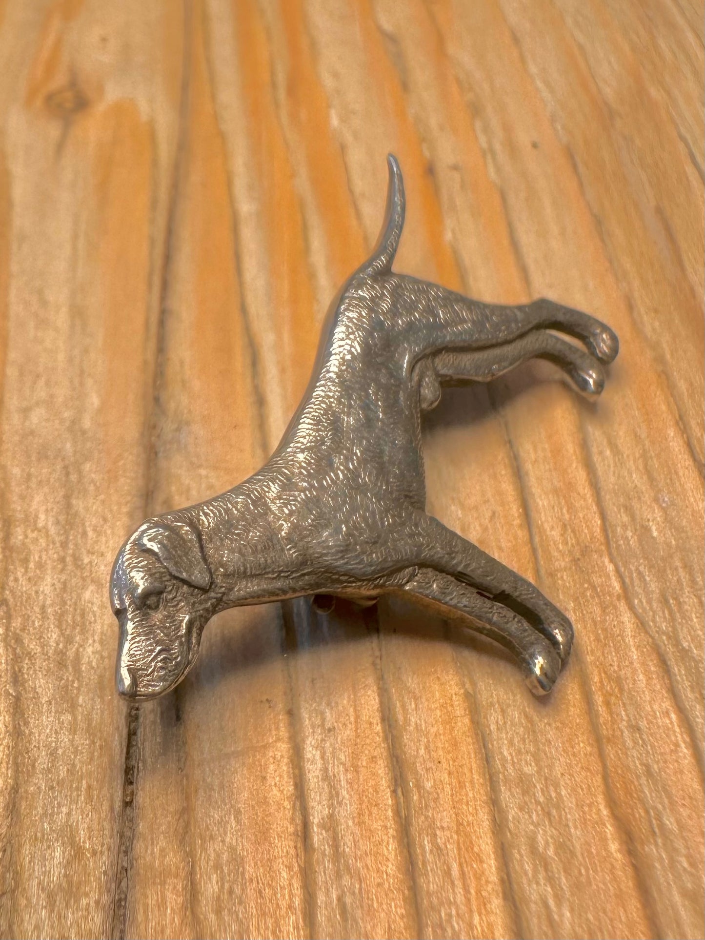 Vintage Textured Dog 925 Sterling Silver Brooch