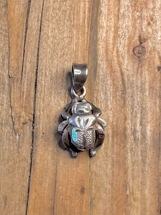 Egyptian Scarab Beetle 925 Sterling Silver Pendant