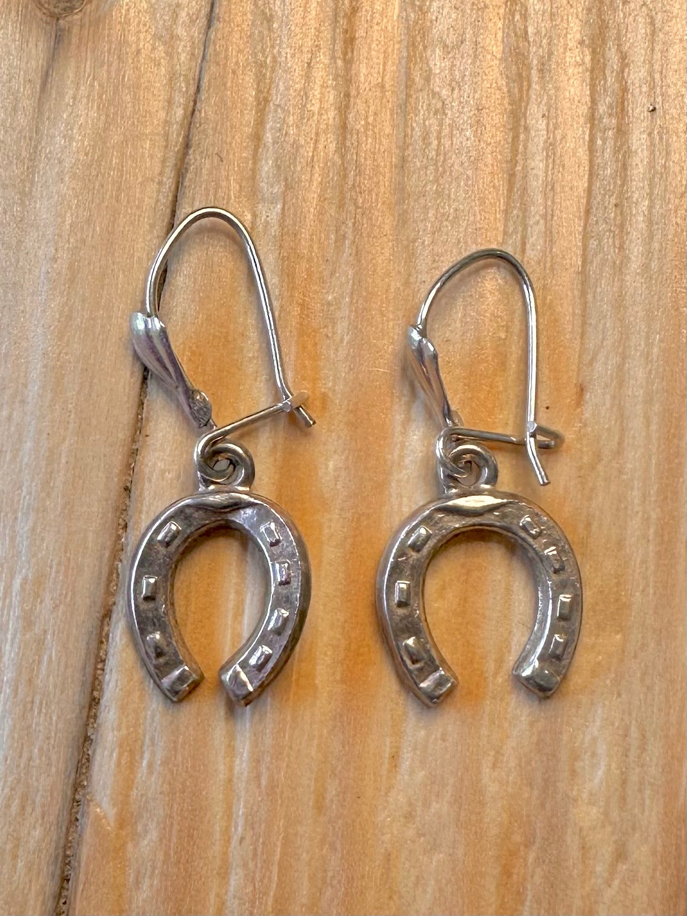 Vintage Horse Shoe Dangle 925 Silver Earrings