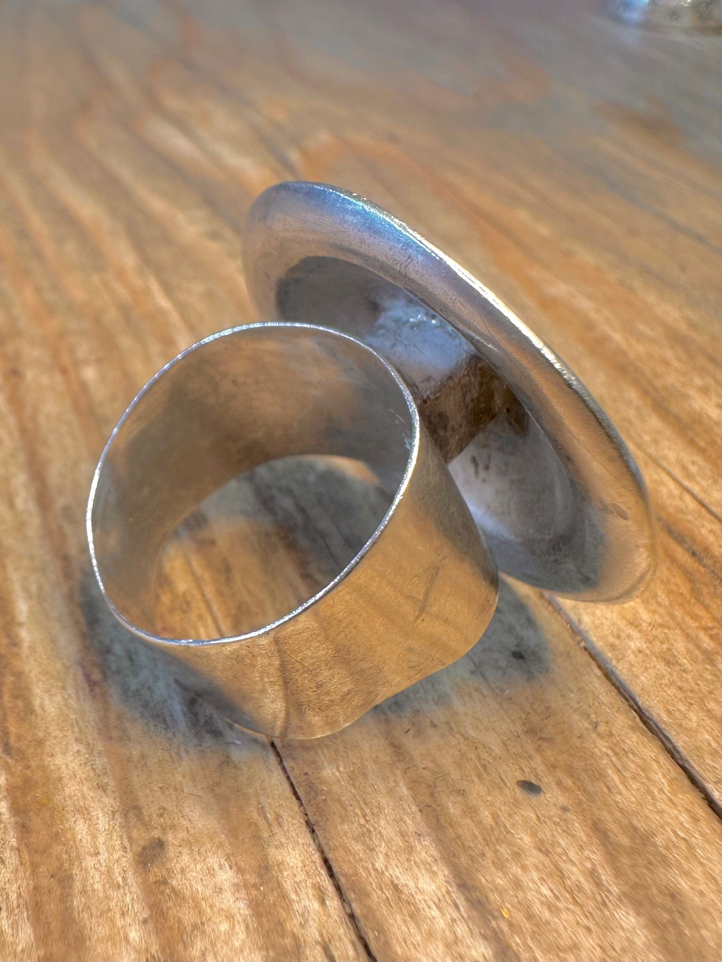 Abstract Disc Dome 925 Sterling Silver Size Q Ring