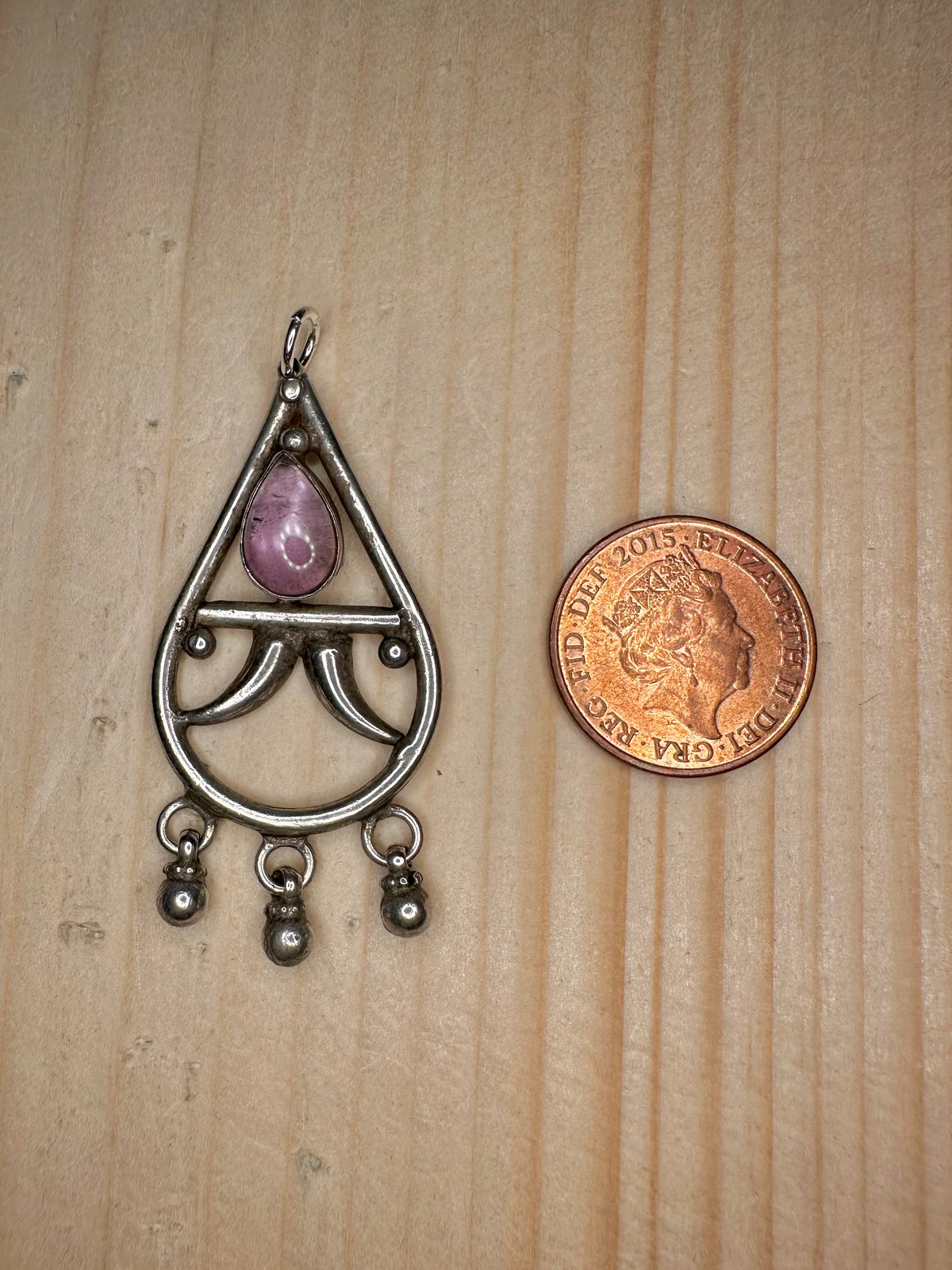 Amethyst Teardrop Ornate 925 Sterling Silver Pendant