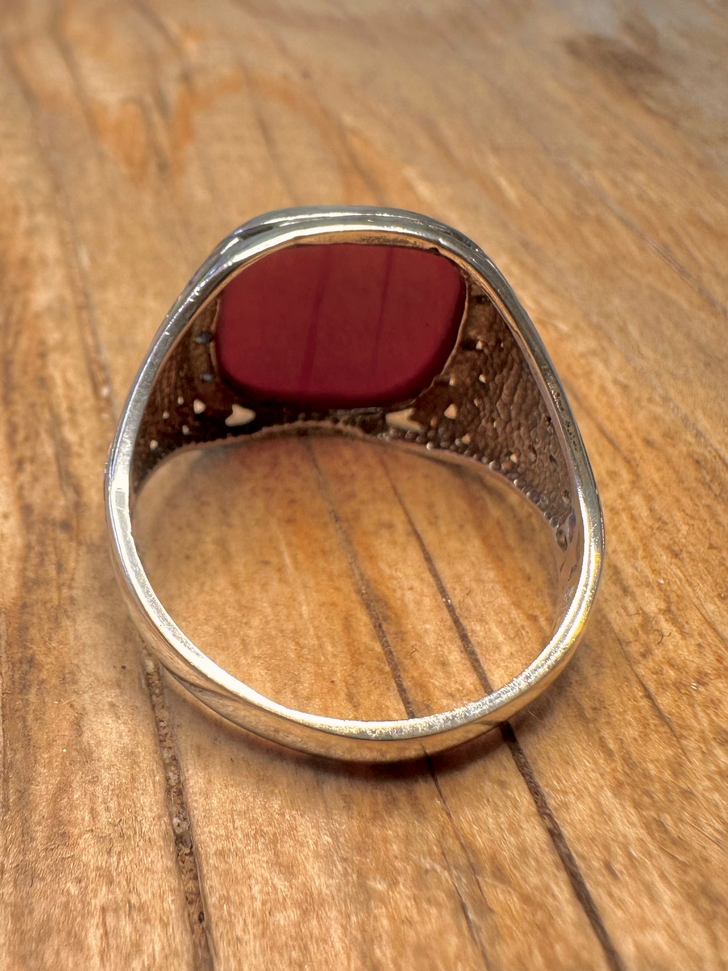 Vintage Carnelian Celtic Signet 925 Sterling Silver Size Z Ring