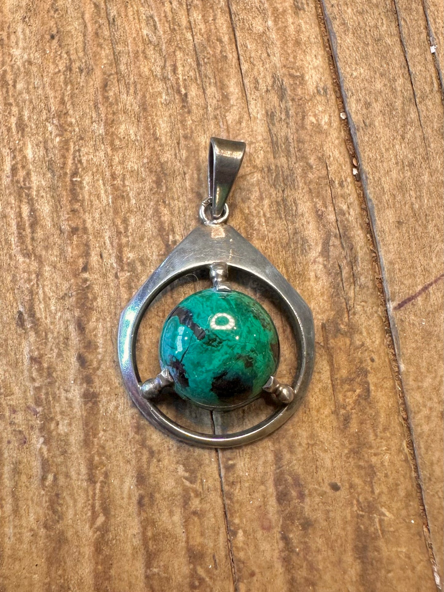 Abstract Chrysocolla 925 Sterling Silver Pendant