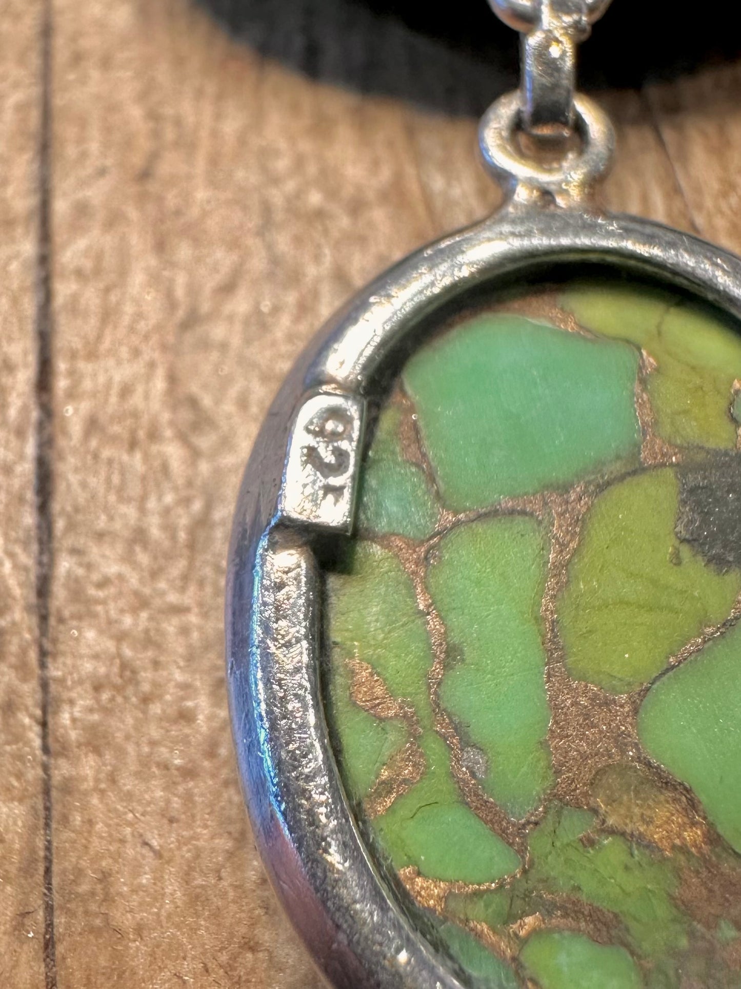 Vintage Green Turquoise and Peridot 925 Sterling Silver 18 inch Necklace