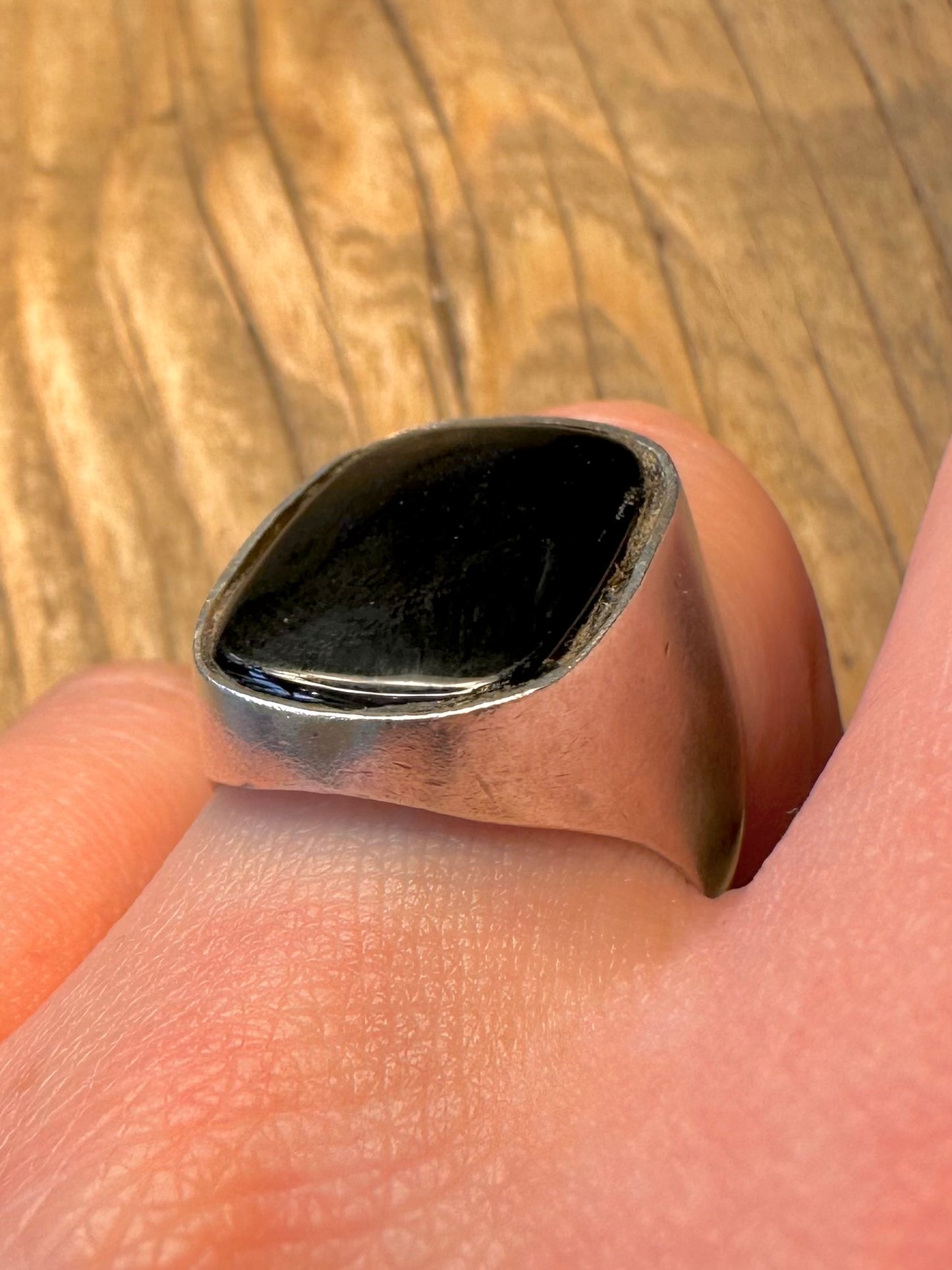 Vintage Onyx Siegelring 925er Sterlingsilber Größe P