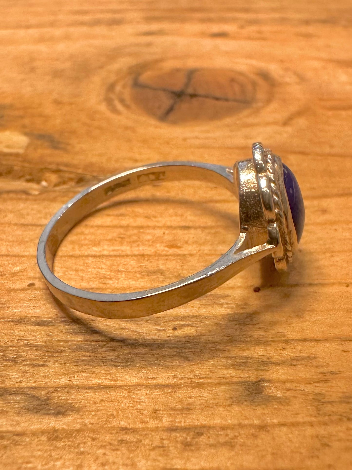 Vintage 1995 Lapis Oval 925 Silver Size N Ring