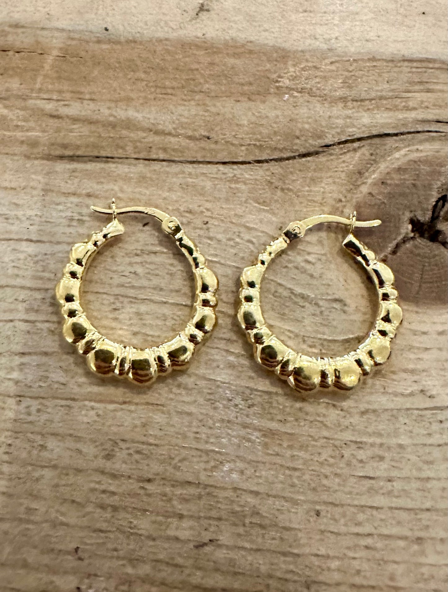 Abstract Hoop Gold on 925 Silver Earrings