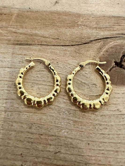 Abstract Hoop Gold on 925 Silver Earrings