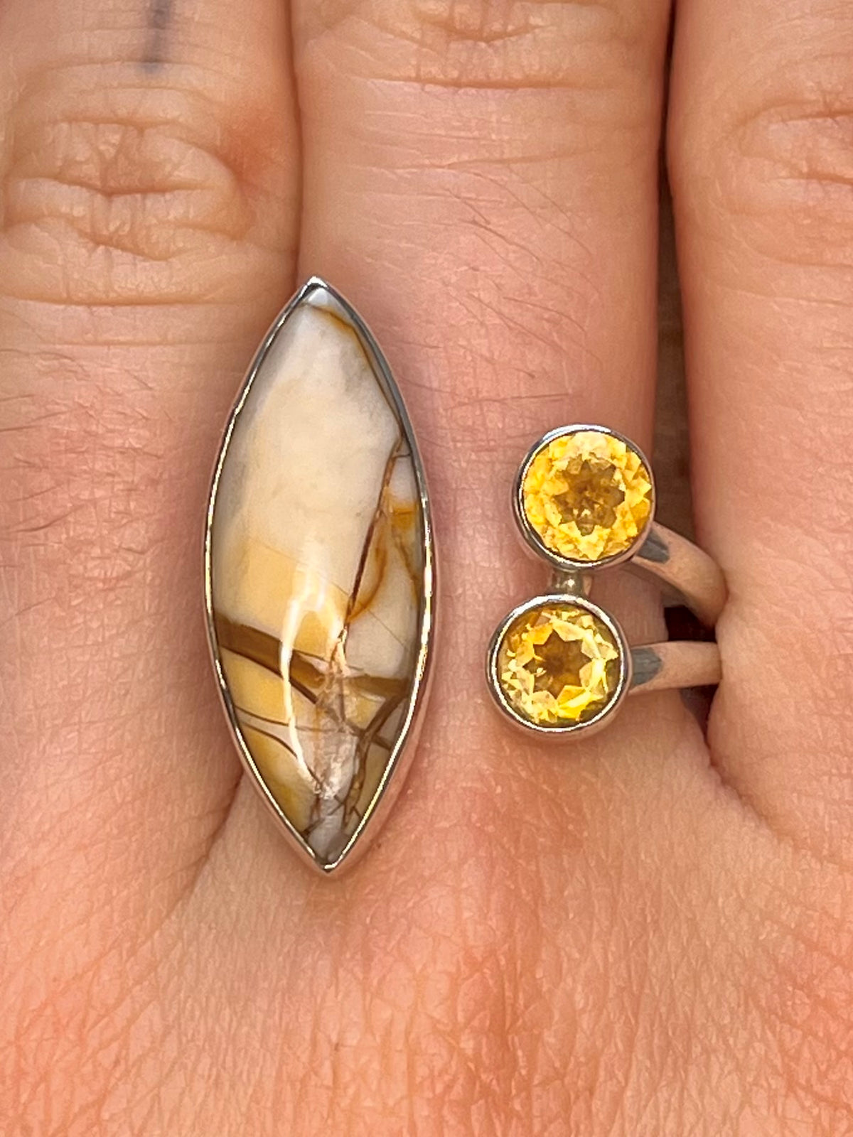 Jasper and Citrine 925 Sterling Silver Size R Ring