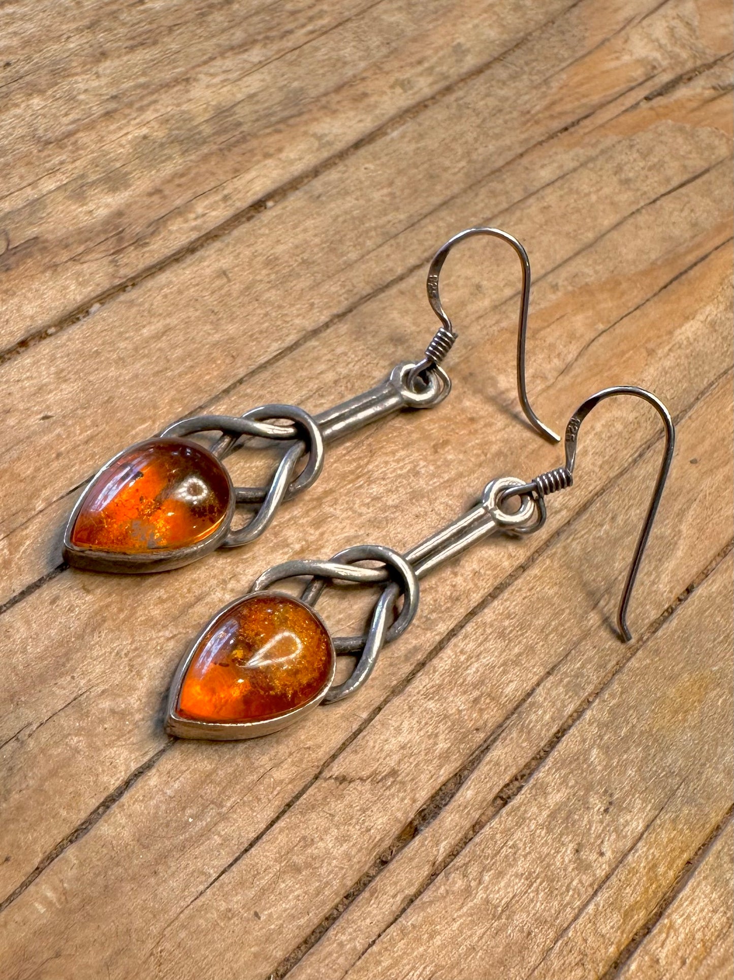 Vintage Bernsteine Ohrhänger aus 925 Sterling Silber