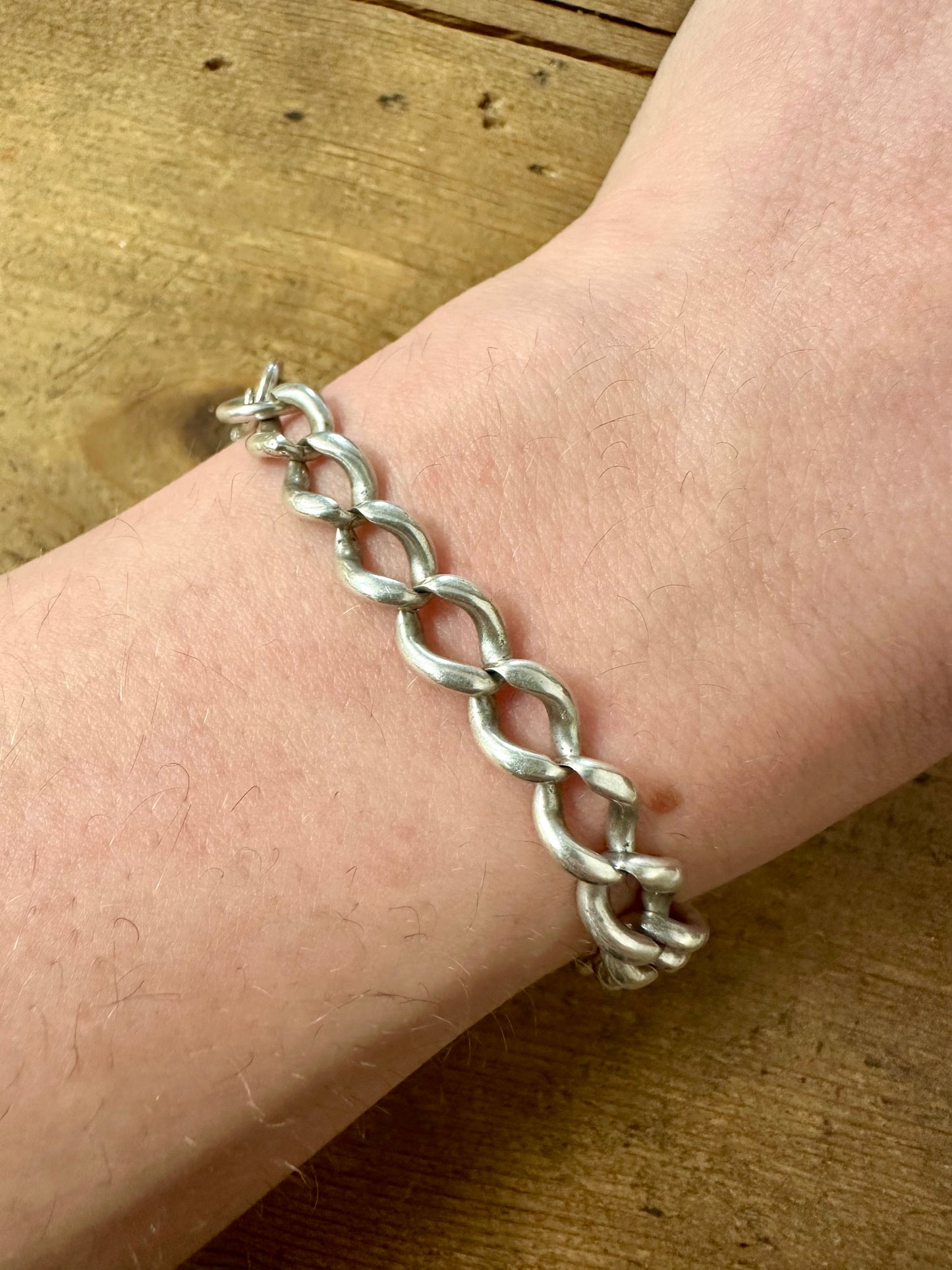 Vintage Curb Chain with Safety Chain 925 Silver Bracelet