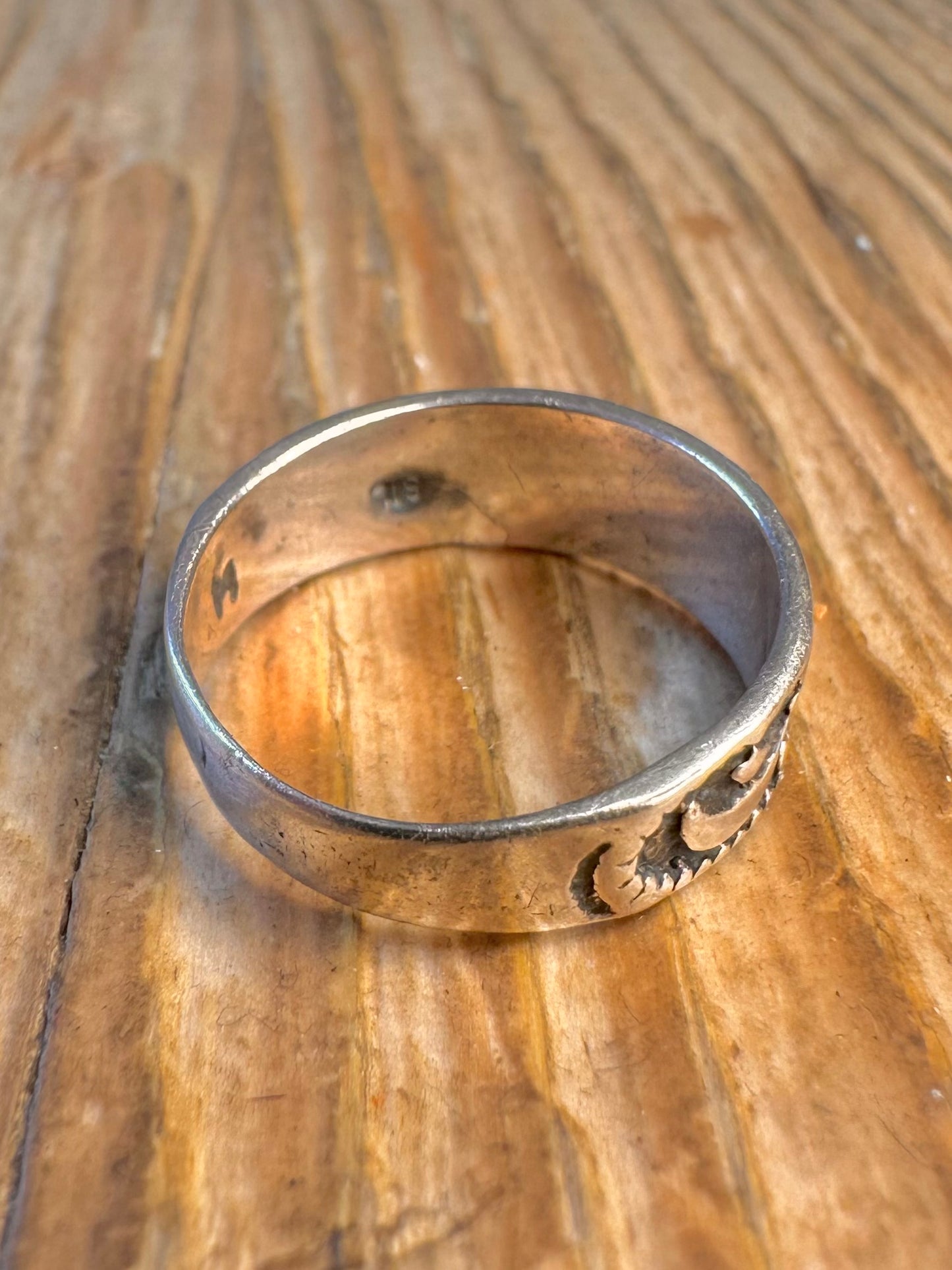 Moon and Star 925 Sterling Silver Size M Ring
