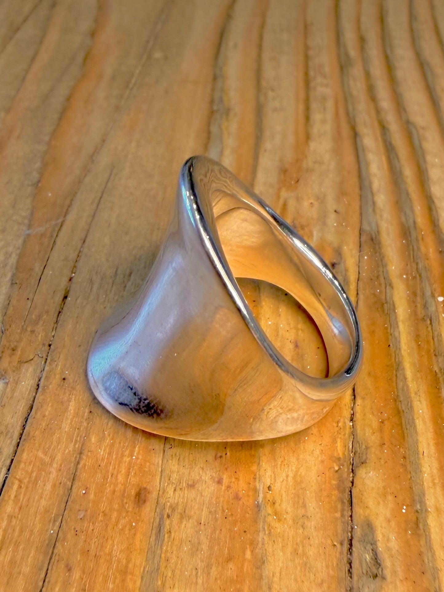 Modernist Large Curved 925 Sterling Silver Size U Ring