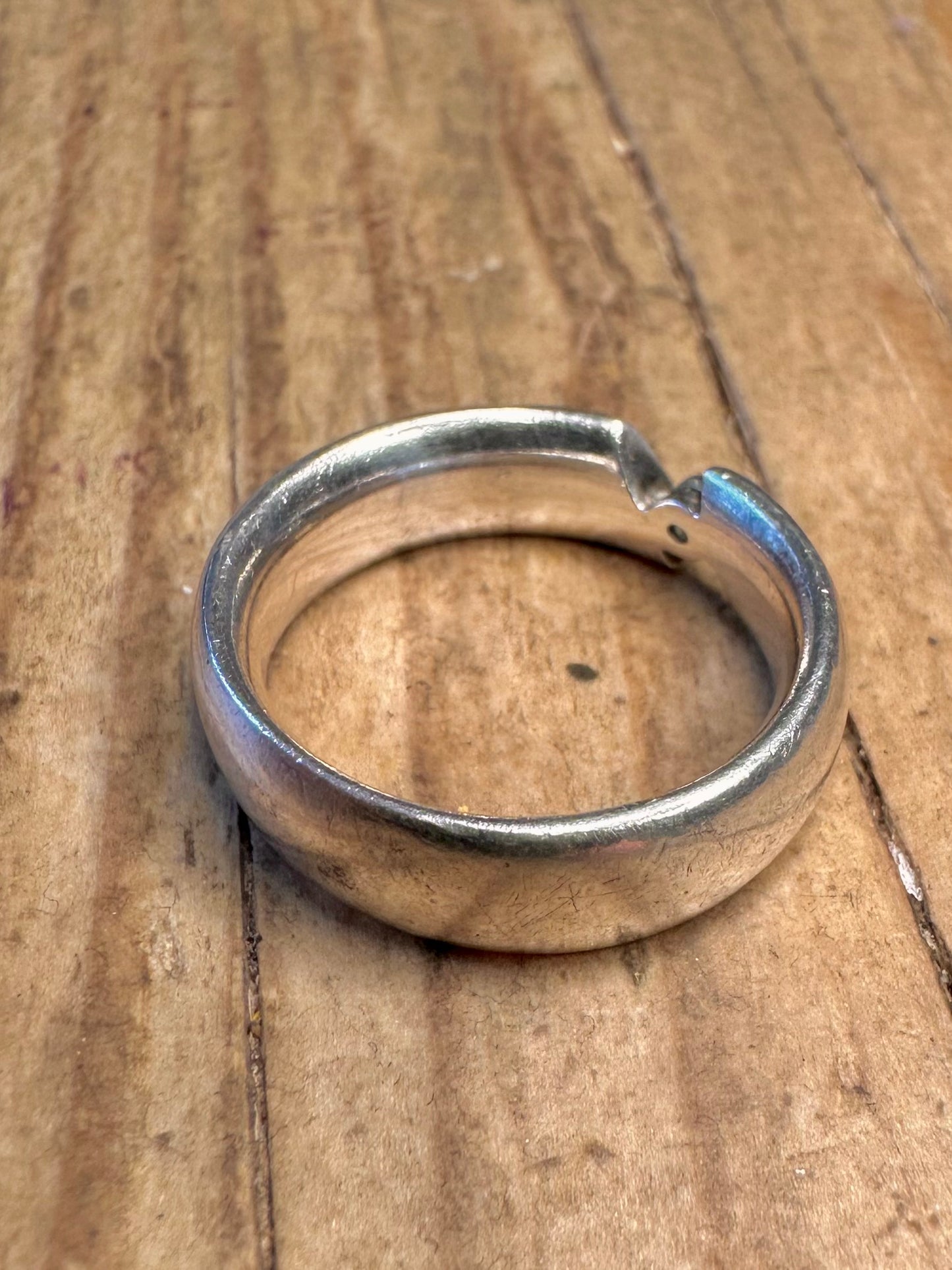 Blue Stone Rounded Band 925 Sterling Silver Size M1/2 Ring