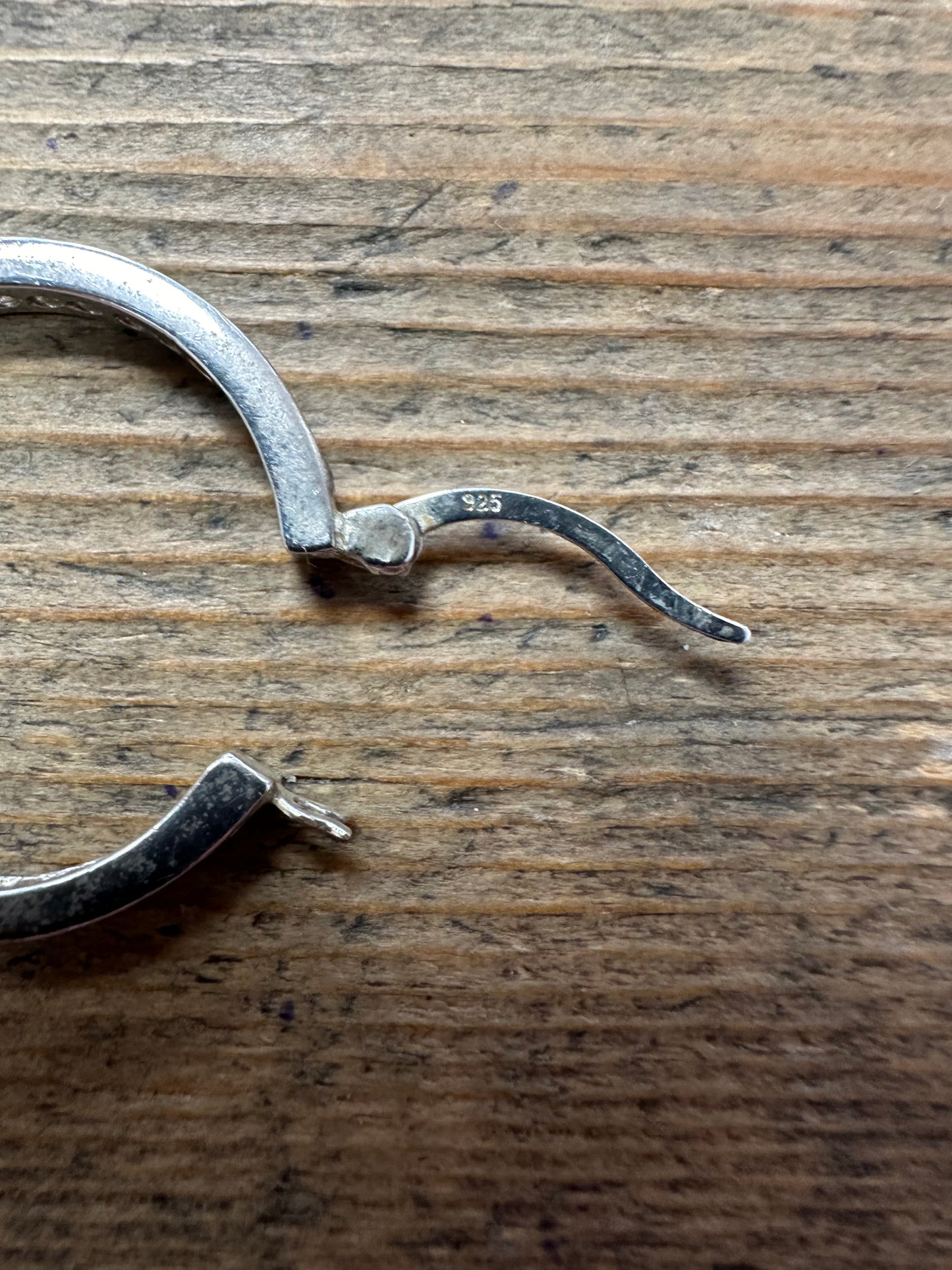 Modernist CZ 925 Silver Hoop Earrings