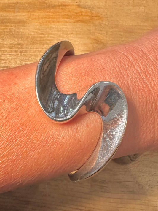 Abstract Wavy Chunky Cuff 925 Silver Bangle