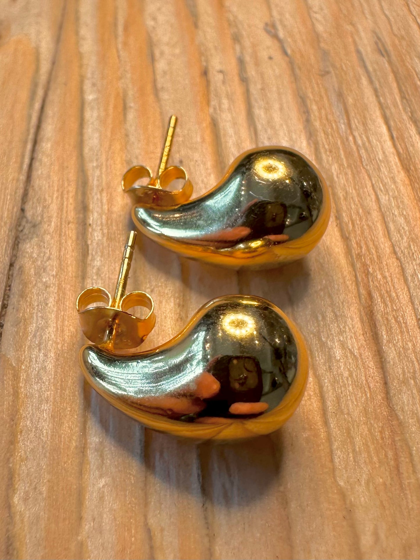 Modernist Gold Teardrop 925 Silver Earrings