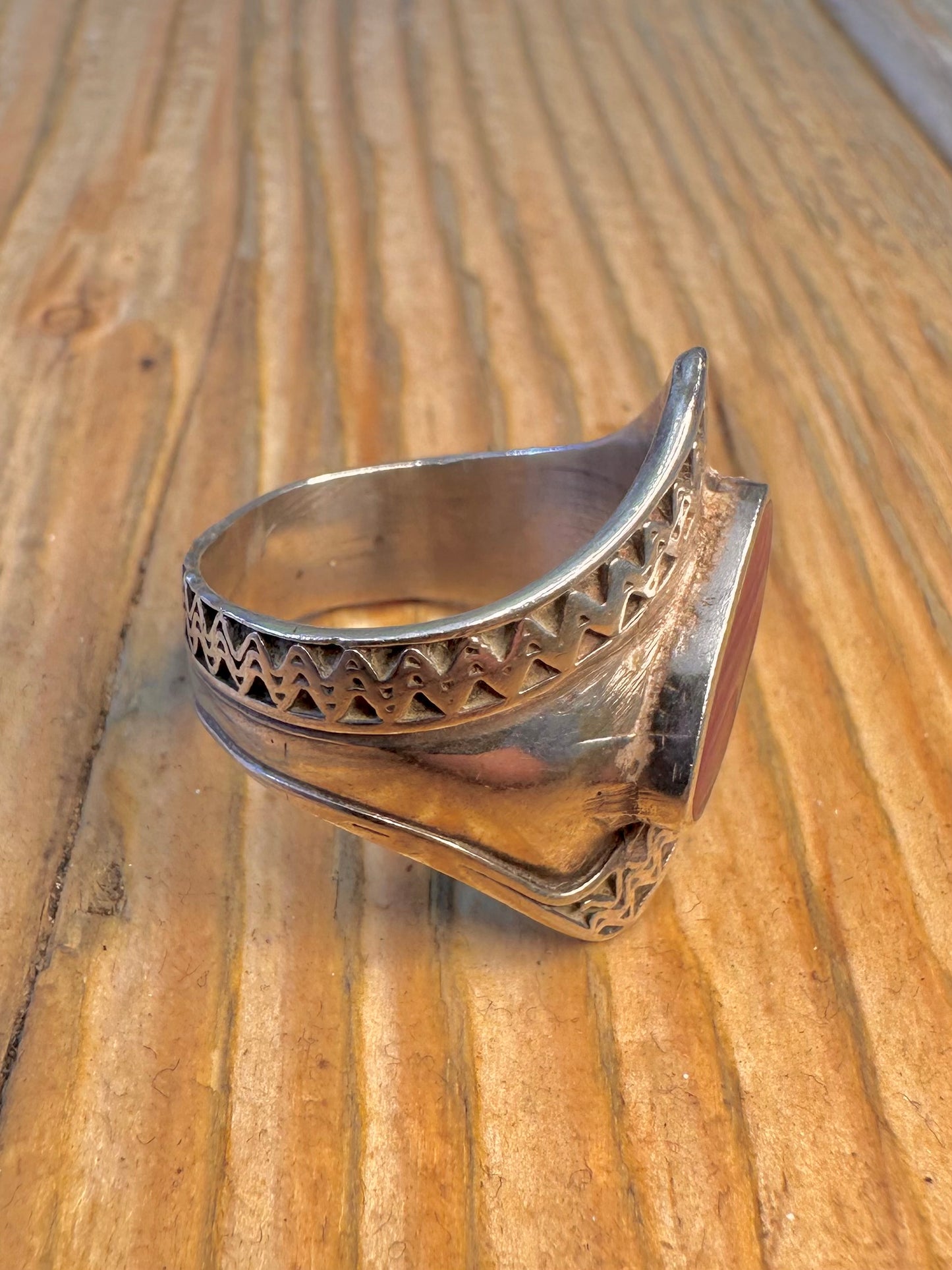 Purple Stone Wavy Boho 925 Sterling Silver Size Q1/2 Ring