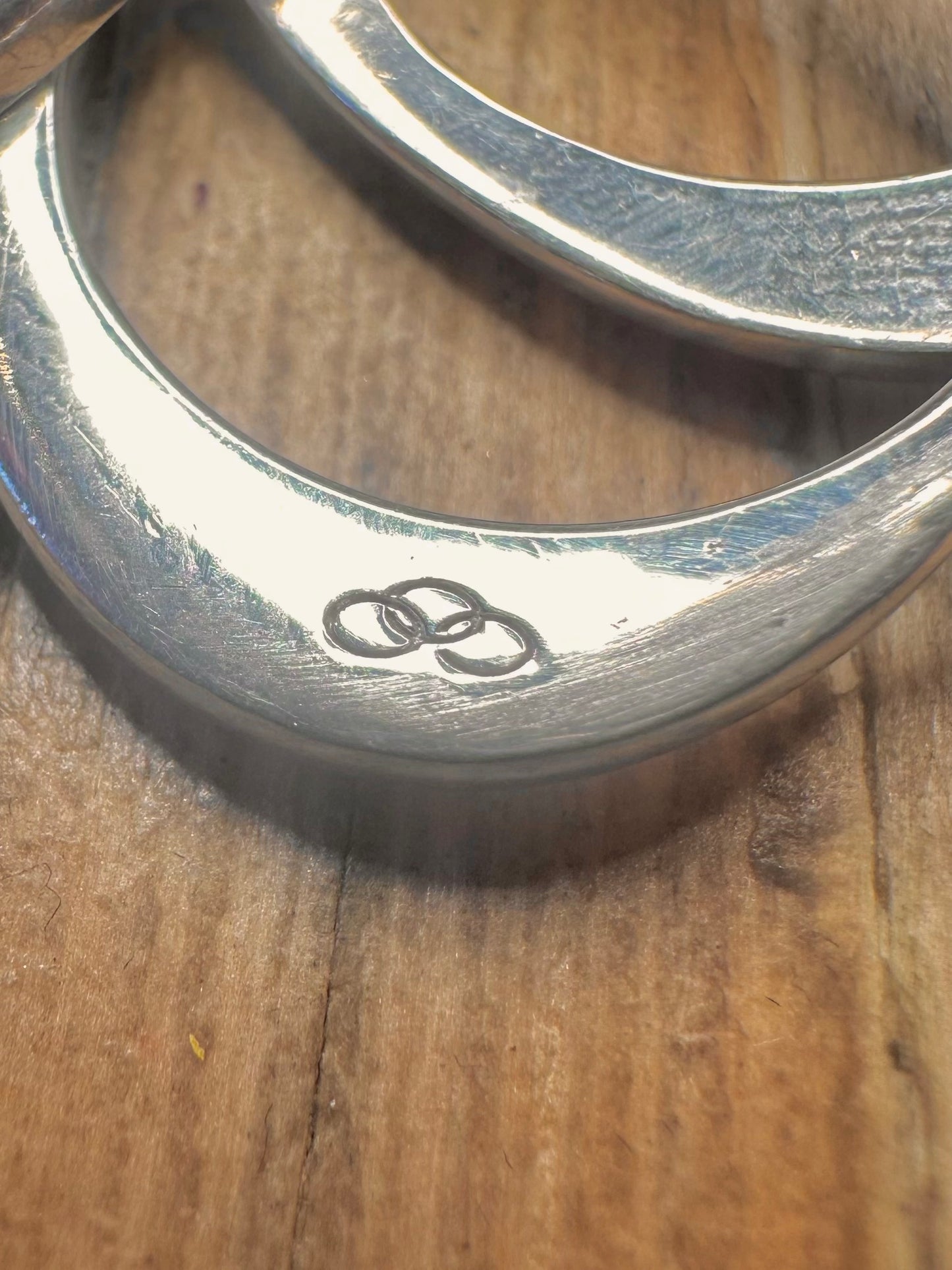 Vintage Links of London Three Heart Layer 925 Sterling Silver Size P Ring