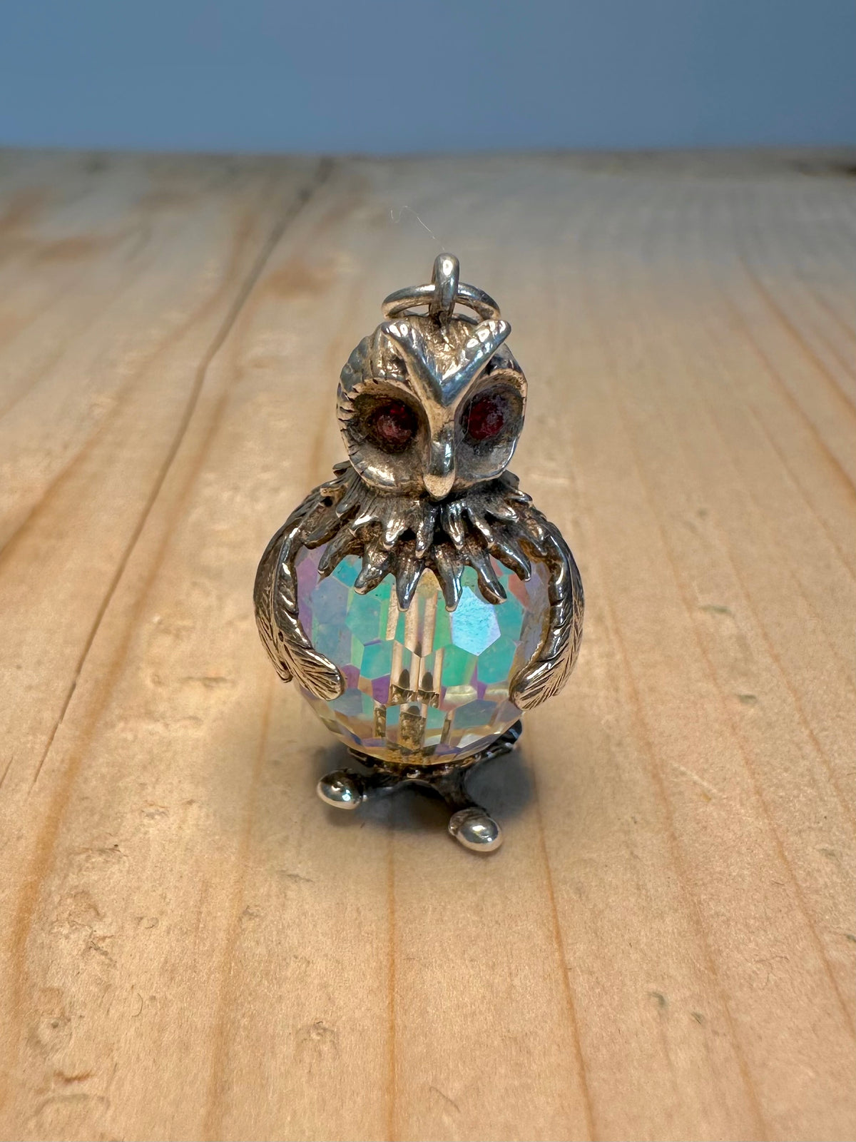 Large Owl Crystal 925 Sterling Silver Charm Pendant