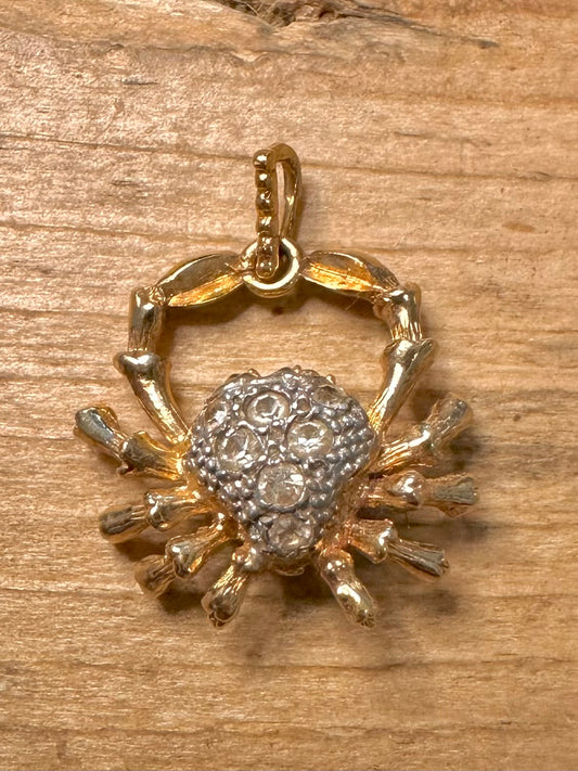 Vintage Crab Cancer Gold on 925 Silver Pendant