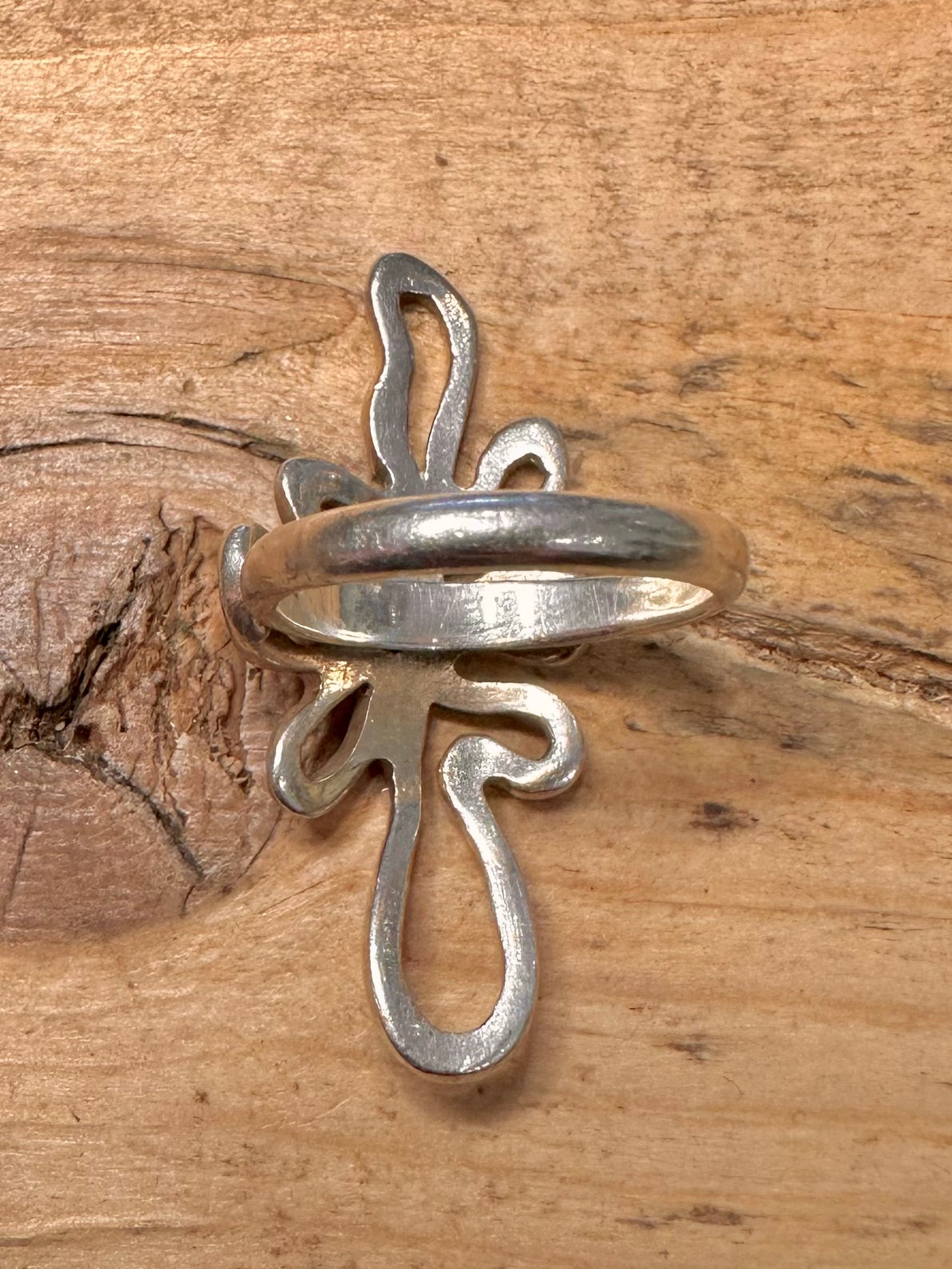 Abstract Splat Style 925 Silver Size K Ring