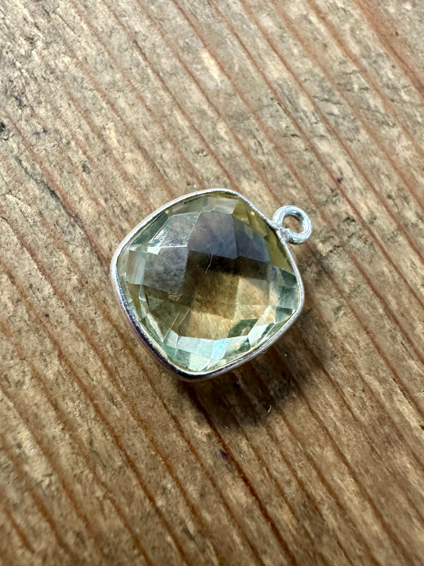 Modern Citrine Square Silver Pendant