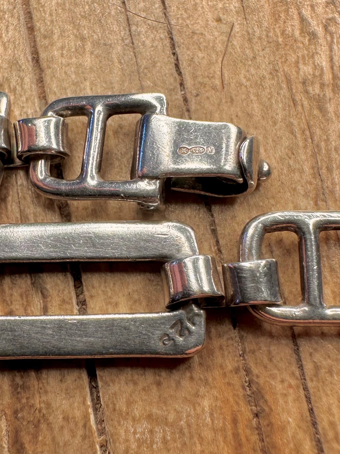 Modernistische Rechteck-Gliederkette aus 925er Sterlingsilber, 17,3 Zoll, von 1987